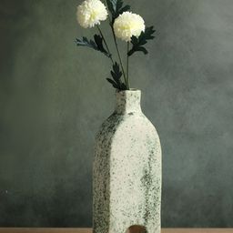 HABERE INDIA Green & White Ceramic Flower Vase-image-79
