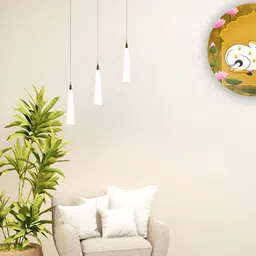 THE QUIRKY HOME Yellow & White Resting Pichwai Cow Printed Ceramic Wall Plates-image-75