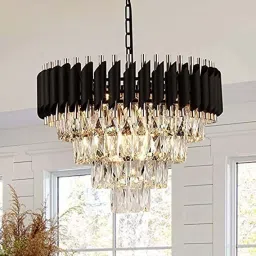 crystal Black Gold polish metal 500mm chandelier hanging ceiling pendant jhoomer Chandelier Ceiling Lamp-image-78