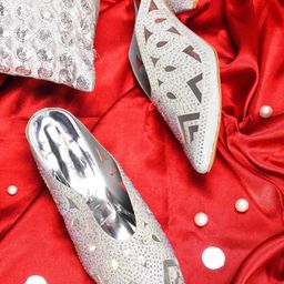 Froh Feet Women Embellished Pointed Toe Block Heels Mules-34