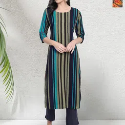 HERE&NOW Women Ethnic Motifs Printed Crepe Kurta Pack of 2-image-45