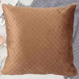 IVAZA Beige Checked Velvet Square Cushion Covers-11