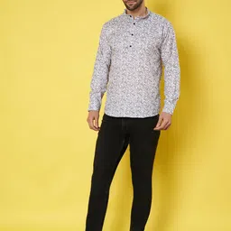 VS MALL Men Classic Fit Floral Printed Long Sleeves Cotton Shirt-image-50