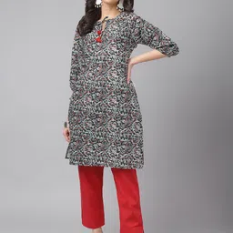 Asparsh Women Abstract Printed Daily Cotton Straight Kurta-43