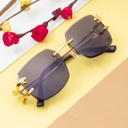Ted Smith Adults Square Sunglasses with UV Protected Lens PANTHER 2_C1-GOLD-58