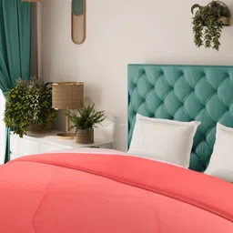 Status All Season Orange & Pink Microfiber 210 GSM Reversible Solid Double Bed Comforter-image-32