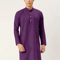 Men Solid Straight Kurta (Purple)-image-62