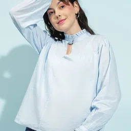 Oxolloxo Women Solid High Neck Cotton Top-image-98