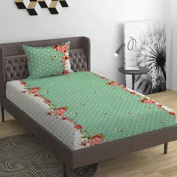 YaAkholic Green And White Printed Microfiber 210 TC Single Bedsheet Set - 2.23 m x 1.45 m-image-95