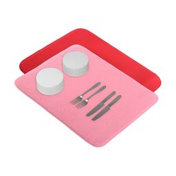 Aura 2-Pcs Red & Pink Floor Microfiber Crockery Dish Drying Kitchen Mats-26
