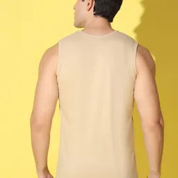 WOOSTRO Pack Of 2 Printed Combed Cotton Gym Vests VWS26(MORE RUST)(PLAIN RUST) image 2