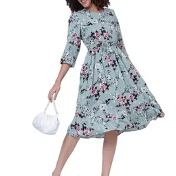 God's Club Women Floral Print Cotton Fit & Flare Dress-picture-16