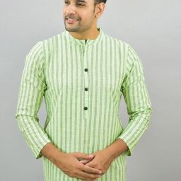 Anouk Rustic Men Striped Regular Pure Cotton Kurti With Trousers-picture-6