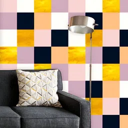 ArtzFolio Printed UV-Resistant Anti-Bacterial Colorful SquaresPeel & Stick Wallpaper-image-45