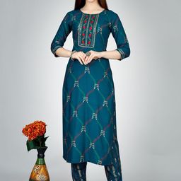 JULEE Women Ethnic Motifs Embroidered Regular Thread Work Kurta with Trousers-picture-7