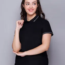 ELPIDA Solid Polo Collar Short Sleeves Regular Fit T-Shirt-image-52