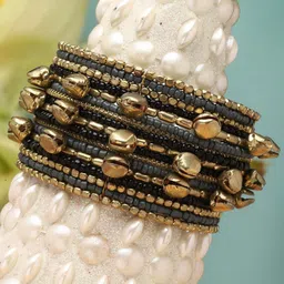 MoedbuilleGold-Plated Afghan Ghungroo Detail Cuff Bracelet-54