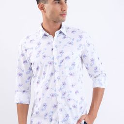 Parx Slim Fit Floral Printed Semicutaway Collar Pure Cotton Casual Shirt-image-8