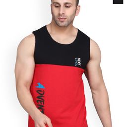 SLOWLORIS Pack Of 2 Printed Round Neck Cotton Gym Vests-picture-9