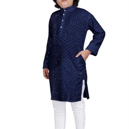 trustous Boys Embroidered Regular Sequinned Kurta with Pyjamas image 4
