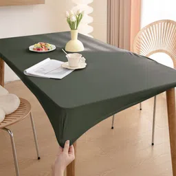 HOKIPO Green Waterproof Non-Slip Stretch Fit 6-Seater Rectangle Table Cover-17