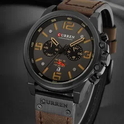 Curren Men Brass Printed Dial & Leather Analogue Watch CR-8314-DrkBkBrwn-image-67