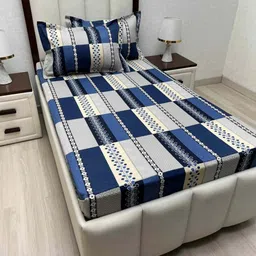 Pure Decor Lounge Fur Blue Printed 330TC Pure Cotton Single Bedsheet Set 1.73m x 2.36m-picture-52
