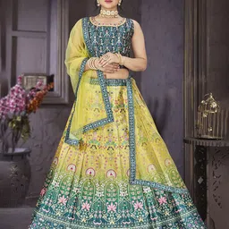 EthnicTree Printed Beads and Stones Ready to Wear Lehenga & Blouse With Dupatta-image-44