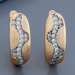 Kushal's Fashion Jewellery Rodium-Rose Gold Plated Zircon Stone Studded Hoop Earrings-image-44