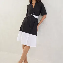 FEMMELLA Colourblocked Shirt Midi Dress-30