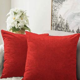Blue Grass Red 2 Pieces Abstract Jute Silk Square Cushion Covers-image-84