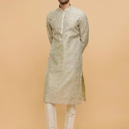 Twamev Men Embroidered Regular Thread Work Chanderi Cotton Kurta with Churidar-picture-29