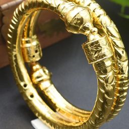 SATTIK Women Pack Of 2 Brass Gold Plated Kada Bangles-image-129