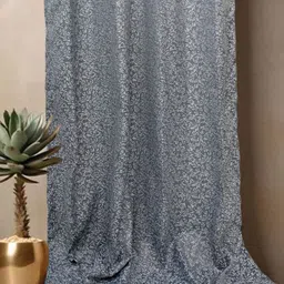Florida Charcoal & White 2 Pieces Floral Printed Black Out Long Door Curtain-1