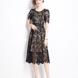JC Collection Self Design Fit & Flare Midi Dress-image-30
