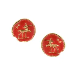 House of Pataudi Men Gold-Plated Textured Enamel Detail Cuff Links-image-90