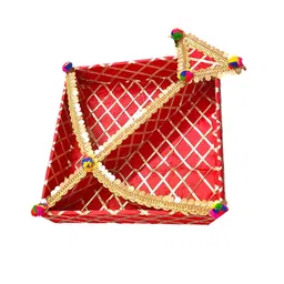 PUFFSMART Red And Gold toned Wodden Kite Box Tray-4