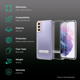 spigen Slim Armor TPU & Polycarbonate Back Case with Stand for SAMSUNG Galaxy S21 Plus (Wireless Charging Compatible, Crystal Clear) image 2