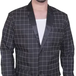 Men Checkered Single Breasted Casual Blazer-image-1