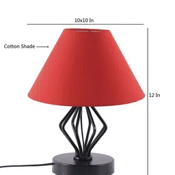 Devansh Red Solid Traditional Frustum Table Lamp image 4