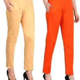 Pack of 2 Women Regular Fit Multicolor Cotton Blend Trousers-image-10