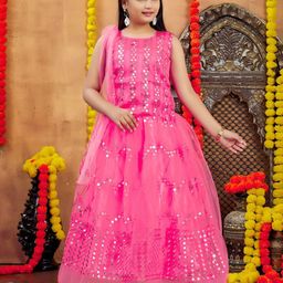 BAESD Girls Embroidered Ready to Wear Net Lehenga & Blouse With Dupatta-picture-37