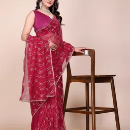 yourwish Embellished Sequinned Supernet Saree-picture-37