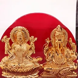 INTERNATIONAL GIFT Gold-Toned Goddess Laxmi & Lord Ganesha Religious Idol Showpiece-image-74