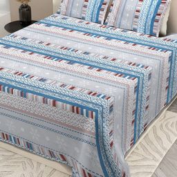 Aura Grey & Blue Ethnic Motifs Printed 200 TC King Bedsheet Set 2.28 m x 2.54 m-image-20