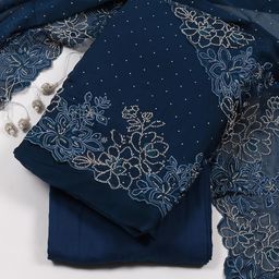 Meena Bazaar Embellished Art Silk Unstitched Dress Material-image-5