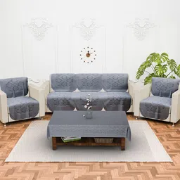 Kuber Industries Grey 11 Pieces Self Boring Design Cotton 5 Seater Sofa Covers-image-102
