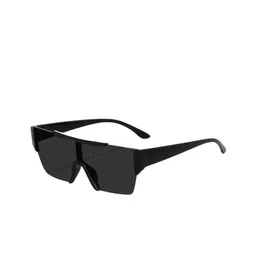 LEGEND EYEWEAR Unisex Black Lens & Black Shield Sunglasses with-image-94