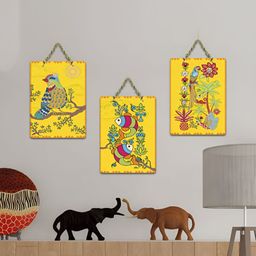 ArtVibes Yellow & Blue 3 Pieces Printed Wall Hanging Decors-image-64