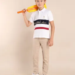 U.S. Polo Assn. Kids Boys Brand Logo Colourblocked Polo Collar Applique T-shirt-picture-49